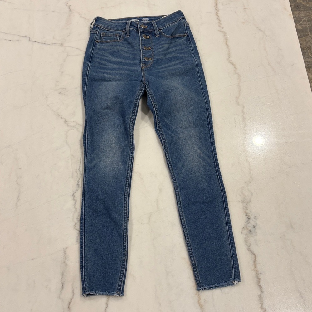 Old navy Rockstar super skinny jeans size 0 like new button up stretch high rise